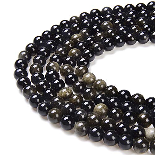 PLTbeads Natural Gemstone Loose Beads Matte Approxi 15.5 inch DIY Bracelet Necklace for Jewelry Making (10mm  Gold Obsidian) - Image 1